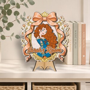 Custom Merida Wooden Door Sign, Brave Princess Room Decor, Personalized Kids Bedroom Plaque, Fairy Tale Wall Hanging Gift OISJ19-9 image 6