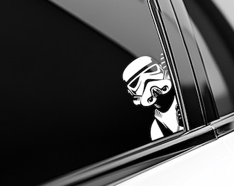 Stormtrooper and Darth Vader Peeker Peeking Car Window Decals - Bumper Waterproof Stickers - Star Wars - Pack Stickers UNYESK03-1 UNYESK03