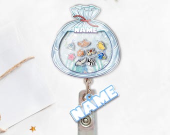 Porta credencial retráctil de Disney Buscando a Nemo, regalo personalizado de personajes del océano de Disney, SL3N01