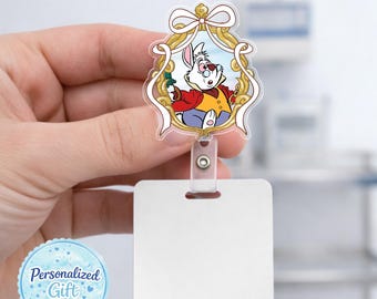 Alice Mad Hatter Cheshire Cat Badge Reel, Alice in Wonderland Nurse Badge Holder, Cute Retractable ID Badge Clip  AYCC08