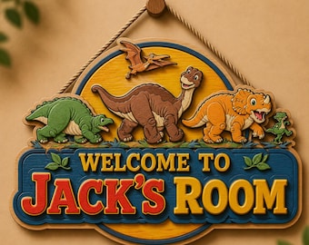 The Land Before Time Door Sign, Dinosaur Kids Room Decor, Nursery Wall Art, Prehistoric Bedroom Name Plaque Gift ODSRE092