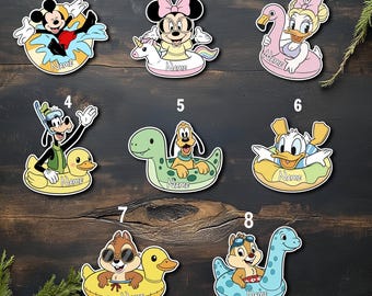 Personalized Disney Pool Float Cruise Door Magnet, Custom Name Cruise Door Decor Mickey, Minnie,Donald & More Summer Vacation Magnet UNA206