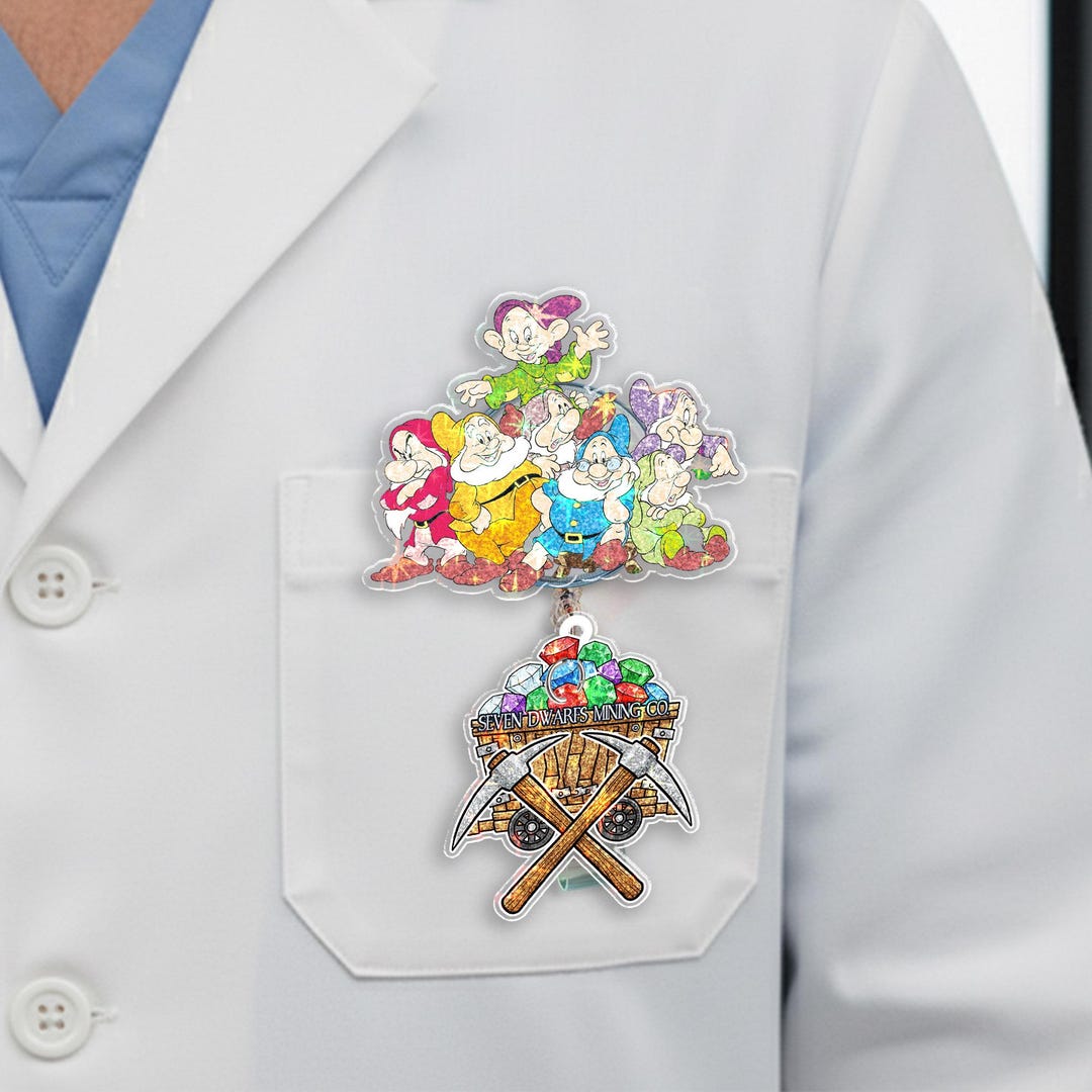 Seven Dwarfs Group Badge Reel, Disney Snow White ID Holder, Cute Nurse ...