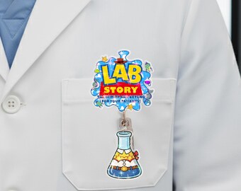 Lab Story Lab Week 2026 Badge Reel, Medical Laboratory Professional Gift, Retractable ID Holder for Lab Techs, Fun Lab Accessory OIOM18