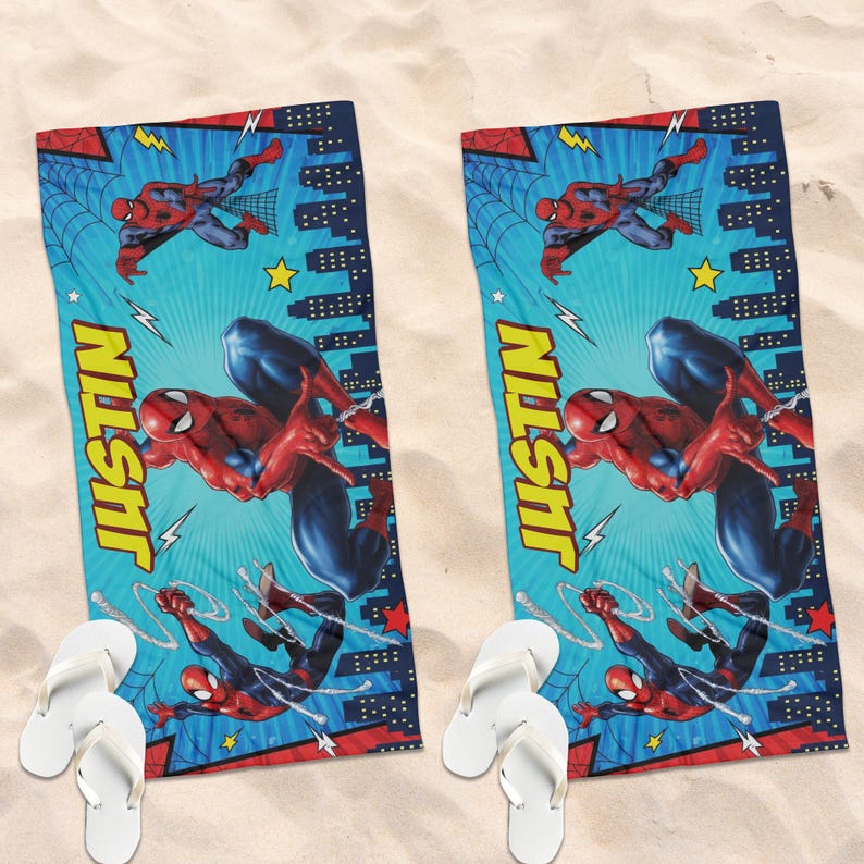 Spiderman Beach Towel, Personalized Superhero Beach Towel, Custom Name Pool Towel for Kids Boys OISC10 bild 2