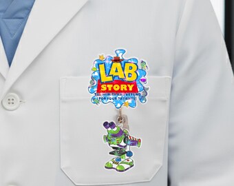 Lab Story Lab Week 2026 Badge Reel, Medical Laboratory Professional Gift, Retractable ID Holder for Lab Techs, Fun Lab Accessory OIOM18