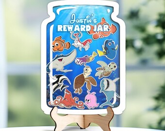 Frasco magnético de recompensa personalizado de Buscando a Nemo de Disney, sistema de recompensas para el aula con temática de peces y océano, decoración para el aula, recompensa para la vuelta al cole UOZF04