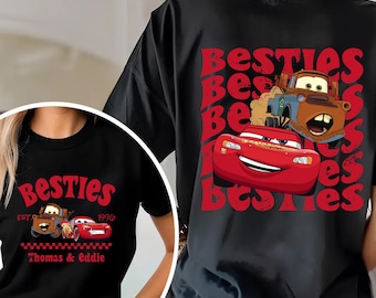 Lightning McQueen And Tow Mater Besties Shirt, Disney Cars Custom Best Friends, Piston Cup Shirt, Disneyland 2025 Family Vacation Tee SLXX04