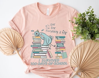 Pigeon 100 Days Of School Shirt, Elephant Piggie, Children's Books 100 Days shirt, Teacher 100 Days Tee, 100th Day Long Sleeves UNA408