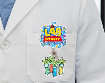 Lab Story Lab Week 2026 Badge Reel, Medical Laboratory Professional Gift, Retractable ID Holder for Lab Techs, Fun Lab Accessory OIOM18
