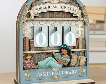 Letrero de lectura de la princesa Jasmine de Disney/Rastreador de lectura mágico para amantes de la lectura/Decoración de pared de la princesa Aladdin/Regalo de Las mil y una noches ORERT004