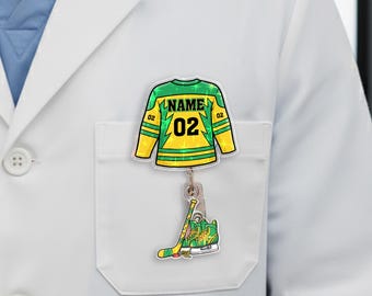 Custom Team Hockey Badge, Sports Badge Reel, Bag Charm Alternative, Sport Badge reel, Custom Any tem any color UOUF20