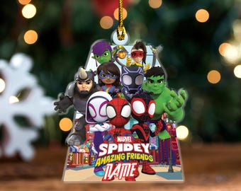 Personalized Spidey And His Amazing Friends Cutout Ornament/Spidey Christmas Acrylic Ornament/Spidey Christmas Ornament Hanging Tree OFXU02