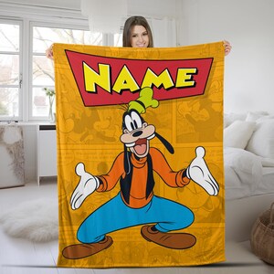 Retro Personalized A Goofy Movie Blankets Custom Name Tapestry Christmas Gift for Boys Girls and Adults winter blankets AXHO20
