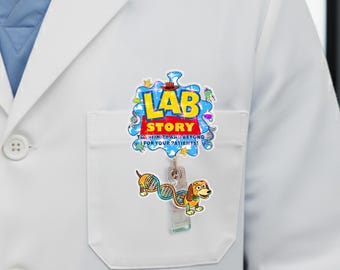 Lab Story Lab Week 2026 Badge Reel, Medical Laboratory Professional Gift, Retractable ID Holder for Lab Techs, Fun Lab Accessory OIOM18