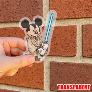 Mickey Mouse Jedi Peeker Peeking Car Window Decals - Bumper Waterproof Stickers, “Jedi Mickey” Disney Star Wars Waterproof Sticker AXHF24