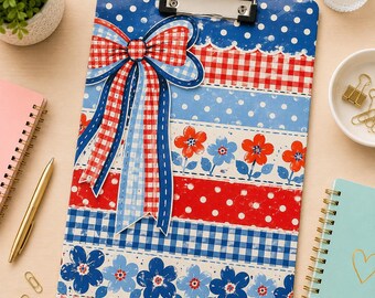 Patriotic Coquette Clipboard, Red White Blue Bow Clipboard, Americana Teacher Clipboard, Fourth of July Gift URD-OZA15