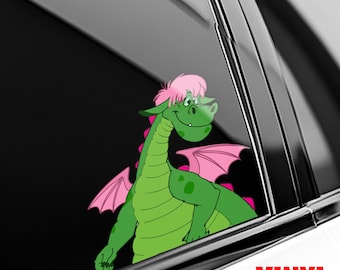 Disney Pete's Dragon Elliott Peeker Sticker – Cute Dragon Peeking Vinyl Decal, Waterproof Car & Laptop Sticker, Fantasy Gift OHVO07