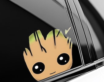 Groot Guardians of the Galaxy Peeker Sticker – Baby Groot Peeking Vinyl Decal – Waterproof Marvel Car & Laptop Sticker OHU409