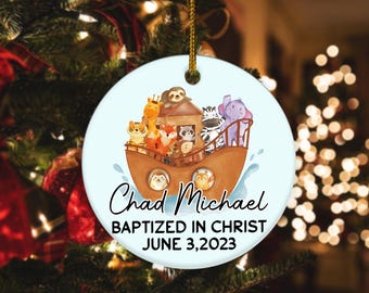 Personalized Baptism Ornament| Noah's ark ornament, Baptism Baby Ornament, Baptism keepsake, Custom baptism gift, Gift for grandchild UL5407