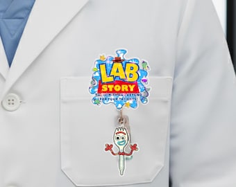 Lab Story Lab Week 2026 Badge Reel, Medical Laboratory Professional Gift, Retractable ID Holder for Lab Techs, Fun Lab Accessory OIOM18