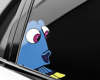Finding Nemo Dory Peeker Sticker – Peeking Dory Vinyl Decal, Waterproof Car Window & Water Bottle Sticker, Pixar Dory Peeker Gift OHU415-1