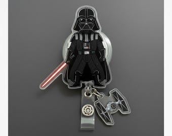 Star War Darth Vader Badge Reel - Black Sparkle Work Badge - Darth Vader SW Fan Accessory UARENBG55
