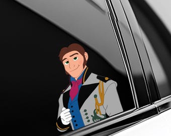 Pegatina de Frozen, vinilo de Disney Frozen con Elsa y Olaf asomándose para coche, portátil, botella de agua, regalo ideal OHVO11