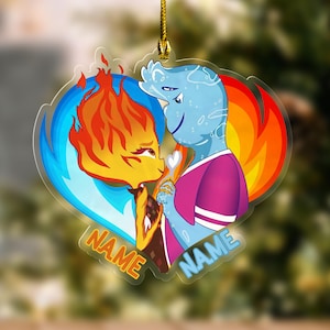 Disney Elemental Ember And Wade Mica Ornament, Disney Christmas, Elemental Chemical Reaction Ornament, Disney Pixar Elemental ULAV03