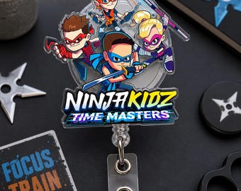 Ninja Kidz Inspired Badge Reel, Personalized Ninja Retractable ID Holder, Cute Acrylic Badge Reel, Teacher Nurse Gift URD-OZH06