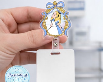 Alice Mad Hatter Cheshire Cat Badge Reel, Alice in Wonderland Nurse Badge Holder, Cute Retractable ID Badge Clip  AYCC08