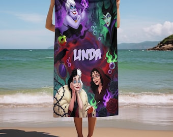 Disney Villains Beach Towel Personalized, Evil Queen Towel, Ursula Maleficent Gift, Gothic Summer Pool Towel OISC17-2