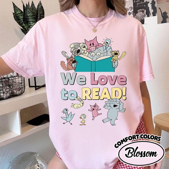 Comfot Color Elephant and Piggie Reading Book Shirt, Piggie Shirt, Reading Shirt, Book Lover Shirt, Elephant And Piggie Shirt, Pigeon UOUA04