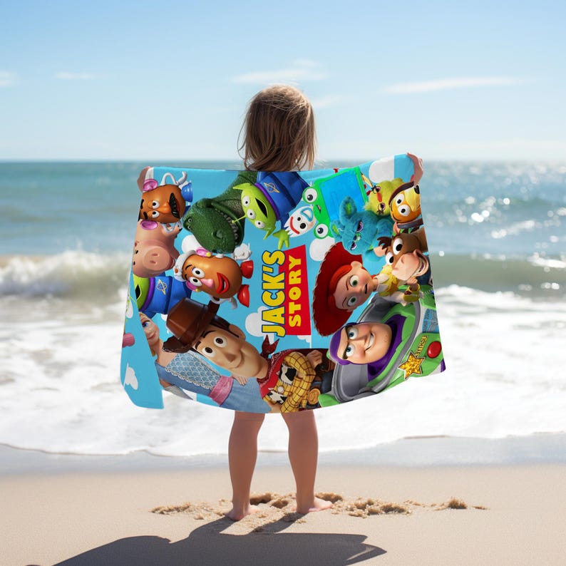 Toy Story Beach Towel, Personalized Cowboy Beach Towel, Custom Name Kids Pool Towel Gift OISC09 bild 5
