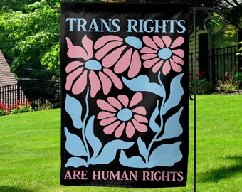 Trans Right Are Human Rights Garden Flag, LGBTQ, LGBTQ Rights, Trans Rights, Pride Flag, Proud Flag, Pride Month, Human Rights UNWP03