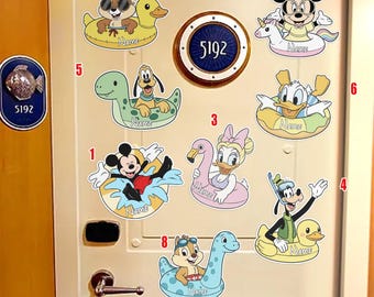 Personalized Disney Pool Float Cruise Door Magnet, Custom Name Cruise Door Decor Mickey, Minnie,Donald & More Summer Vacation Magnet UNA206