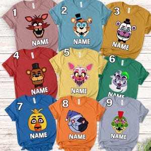 Five Nights at Freddy Inc Characters Group Shirt, Freddy, Glamrock Chica, Vanny, Nightmare Animatronics, Halloween Costumes SJYD21