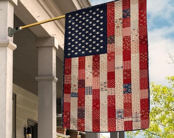 Retro American Flag, Vintage USA Flag Banner, Patriotic Old School Flag, Fourth of July Outdoor Decor OISB02-1