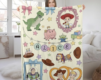 Personalized Disney Toy Story Woody Blanket, Custom Name Baby Girl Boy Disney Blanket, Toy Story Gift, Birthday Boy, Birthday Girl UN2O09