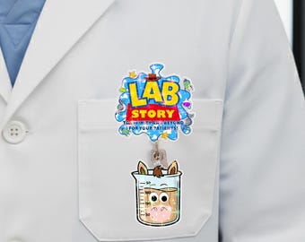 Lab Story Lab Week 2026 Badge Reel, Medical Laboratory Professional Gift, Retractable ID Holder for Lab Techs, Fun Lab Accessory OIOM18