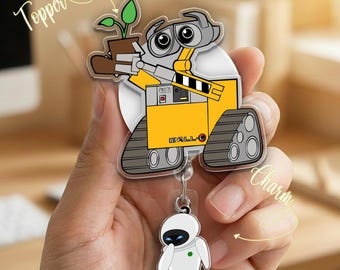 Disney Wall-E Eve Badge Reel, Pixar Retractable ID Holder, Cute Robot Name Badge for Nurse Teacher, Eco-Friendly Work Accessory OHZ516