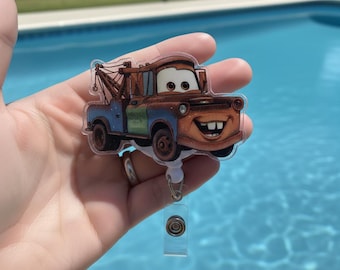 Disney Cars Badge Reel, Mater Sally Carrera Doc Hudson Retractable ID Badge Holder, Radiator Springs Rust-eze Cars Driver  AXLW37
