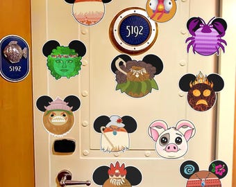 Moana Maui Pua Hei Hei Fridge Magnet/Funny Moana Cruise Door Magnet/Disney Family Cruise Ship Magnets/Magnetic Stateroom Door Decor OIO313