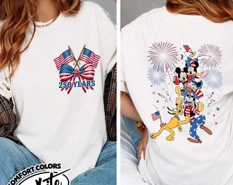 America Anniversary Disney 4th of July Shirt Comfort Colors, USA Flag Red White 250th Years of Freedom, Independence Day Patriotic  UOYD17