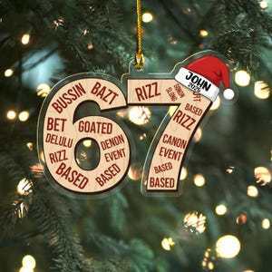 Custom Six Seven Ornament, Teen Slang Ornament, Funny Teenager Ornament, 67 Six Seven Ornament, Gen Z Teenager Tween Ornament AXJV04