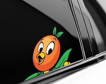Disney Orange Bird Peeker Peeking Car Window Decals - Funny Bumper Waterproof Stickers - Orange - Pack Stickers UNX3SK25