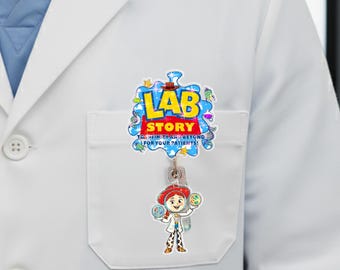 Lab Story Lab Week 2026 Badge Reel, Medical Laboratory Professional Gift, Retractable ID Holder for Lab Techs, Fun Lab Accessory OIOM18