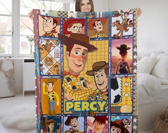 Personalized Disney Toy Story Woody Blanket, Custom Name Baby Girl Boy Disney Blanket, Toy Story Gift, Birthday Boy, Birthday Girl UNYB23