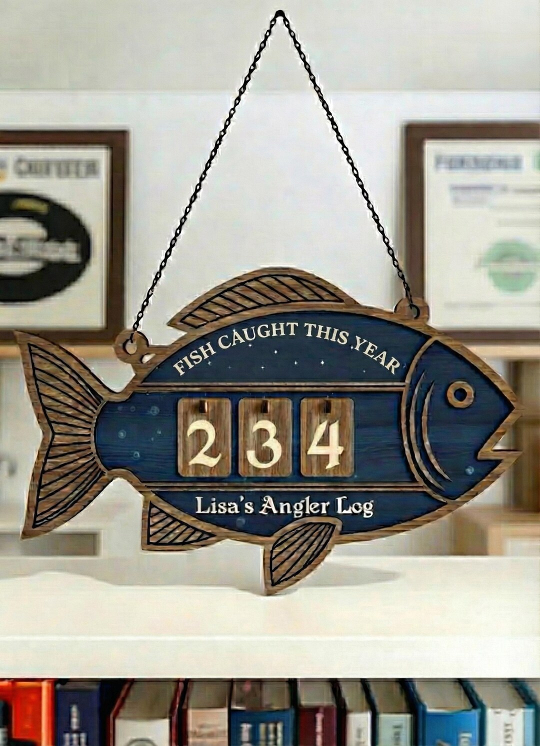 Personalized Fisher Tracker Sign, Fish Caught This Year Counter, Angler ...