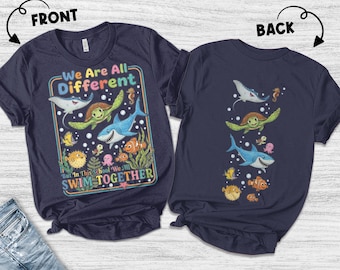 We Are all Different But in This School We all Swim Together Quotes shirt/Disney Finding Nemo Characters Group/Autism acceptance OISC32-TS